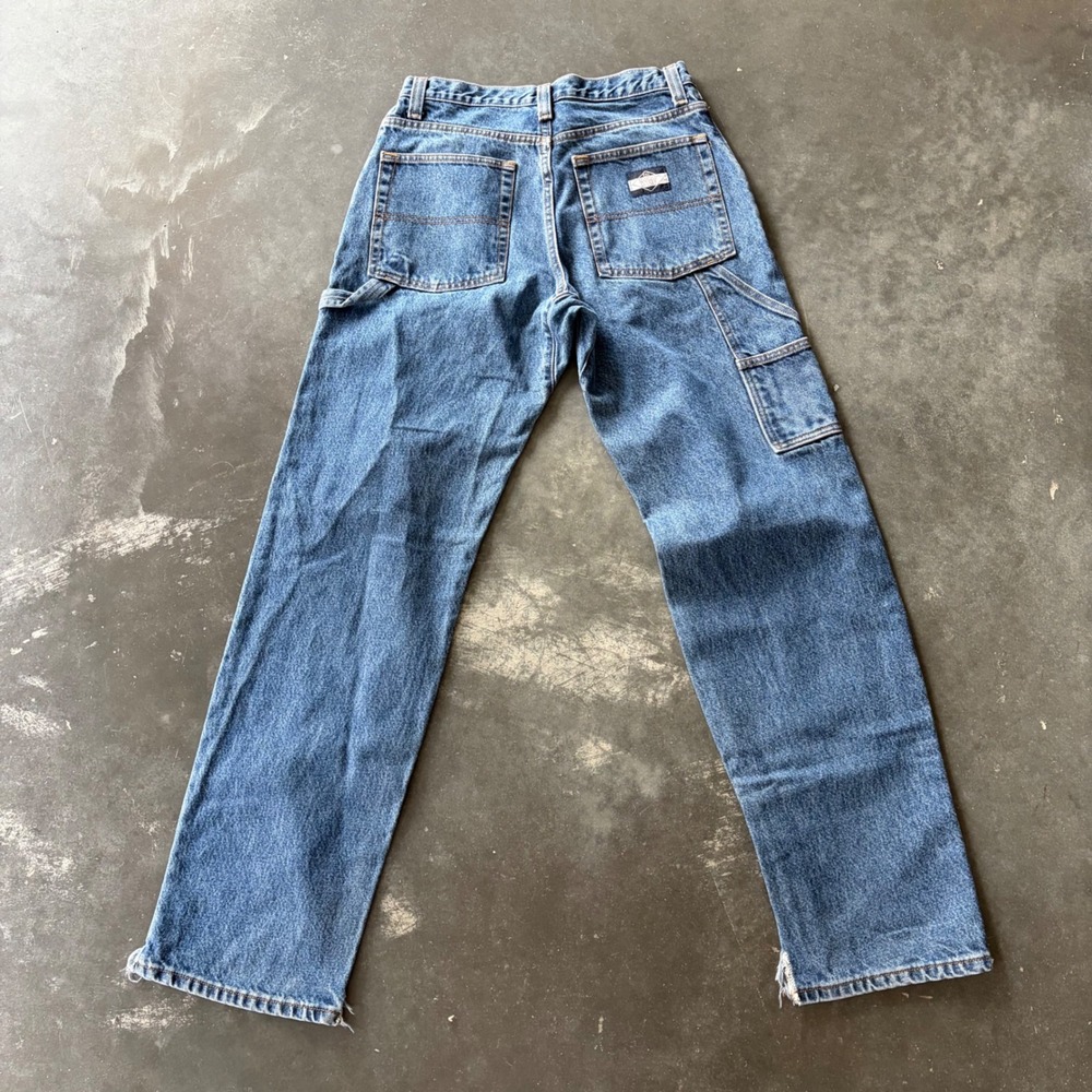 Diamond Gusset Mens Blue Carpenter Jeans Straight Leg Denim 32x34